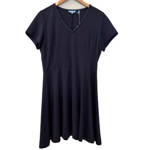 Draper James Navy Ponte V-Neck Love Circle Dress Size Large NWT